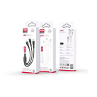 XO kabelis NB230 3w1 USB - Lightning + USB-C + microUSB 1,0 m 2,4 A baltas