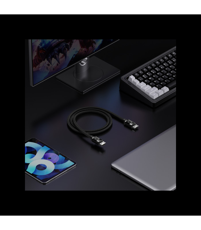 "Baseus" didelės raiškos serijos DP 8K į DP 8K adapterio kabelis 5 m klasteris Juoda