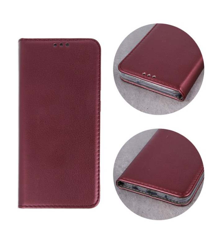 Išmanusis magnetinis dėklas, skirtas "Xiaomi Redmi Note 14 Pro 5G (Global) Note 14 Pro Plus 5G (Global) bordo spalvos