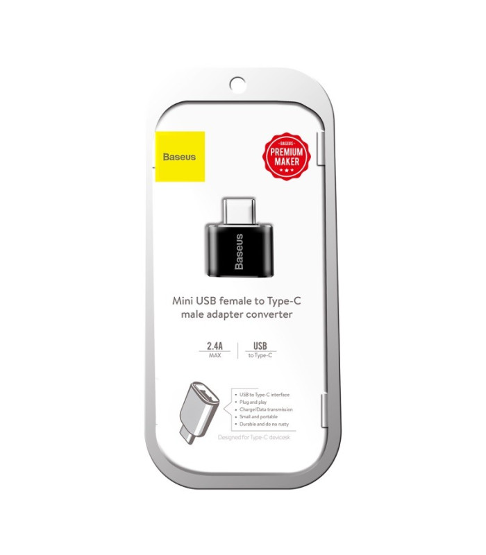 "Baseus" OTG adapteris mini USB - USB-C keitiklis juodas