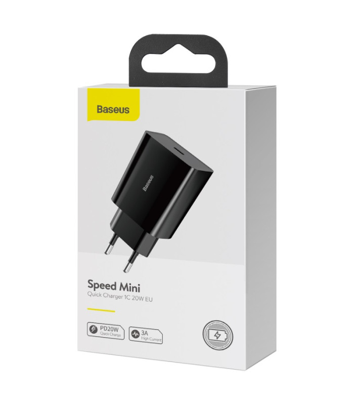"Baseus" sieninis įkroviklis "Speed Mini PD" 20W 1x USB-C juodas