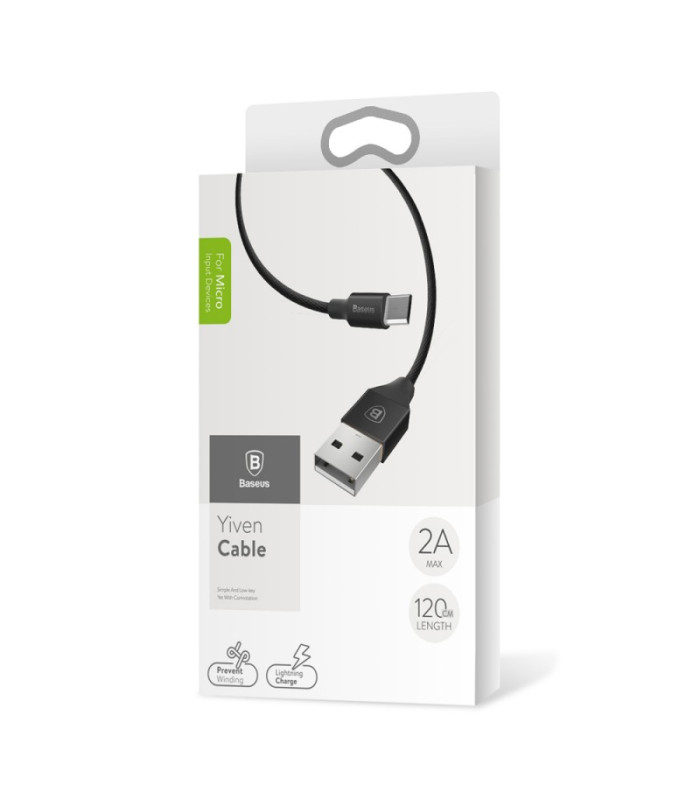 Bazinis kabelis Yiven USB - microUSB 1,5 m 2A juodas