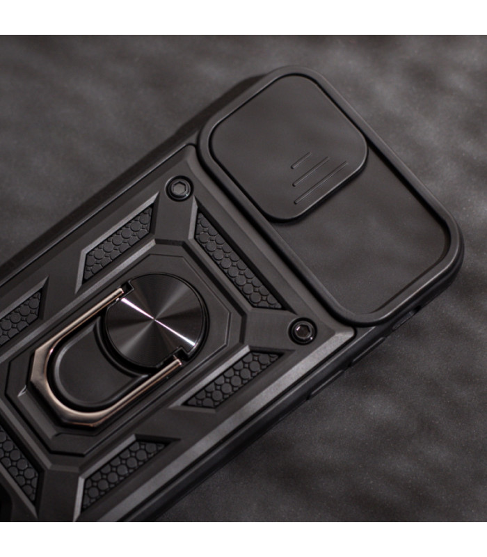 "Defender Slide" dėklas "Motorola Moto E14 G24 G04", juodos spalvos