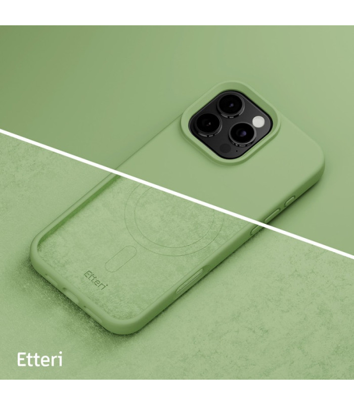 "Etteri" silikoninis magnetinis dėklas "iPhone 16 Pro 6,3", šviesiai žalias