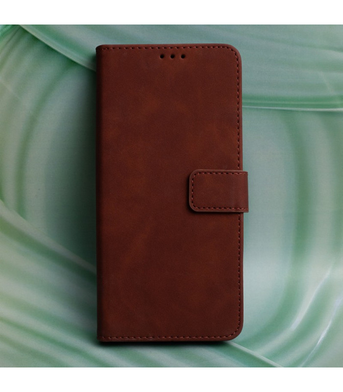 Išmanusis "Velvet" dėklas, skirtas "Motorola Moto E22", rudos spalvos