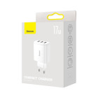 "Baseus" sieninis įkroviklis Compact 3 x USB baltas 17w