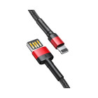 "Baseus" kabelis "Cafule USB - Lightning" 1,0 m 2,4A raudonai juodas dvipusis USB