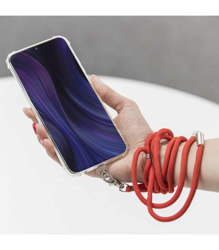 Universalus kaklo dirželis telefonams rožinės spalvos