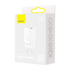 "Baseus" sieninis įkroviklis "Super Si PD" 30W 1x USB-C 1x USB baltas