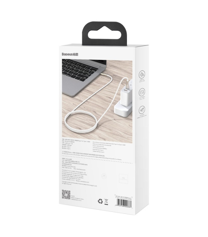 "Baseus" kabelis "Cafule Metal PD" USB-C - USB-C 2,0 m juodas 100W