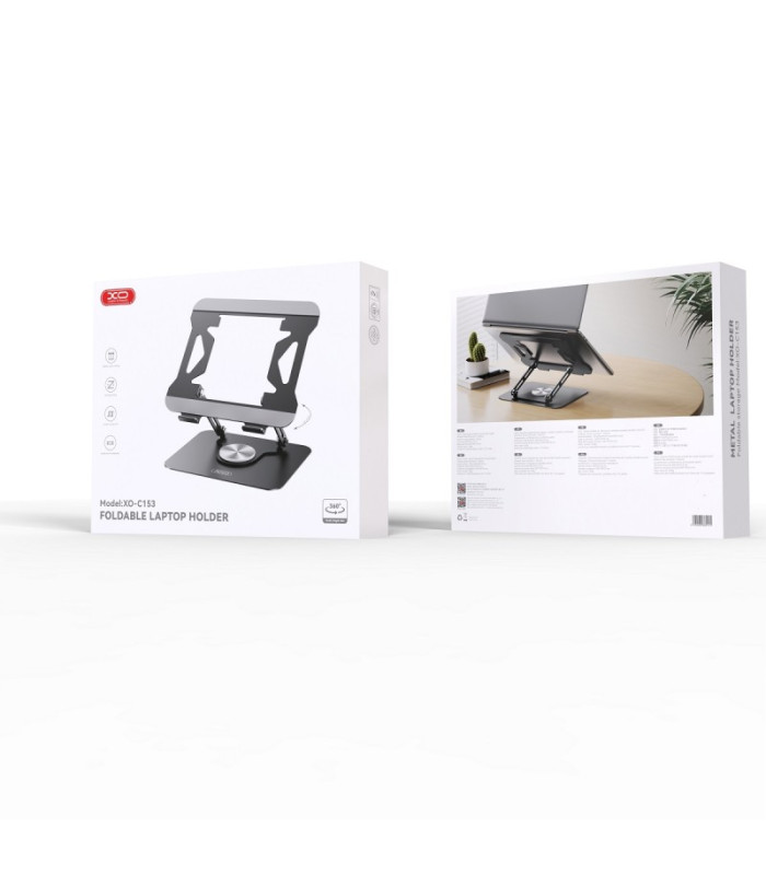 "XO" laikiklio stovas C153, juodas, skirtas nešiojamajam kompiuteriui iki 17,3