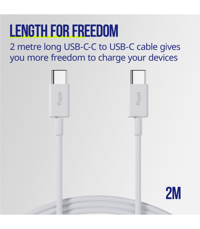 "Allity" kabelis AUC-03 USB-C - USB-C 2.0 m 60W baltas