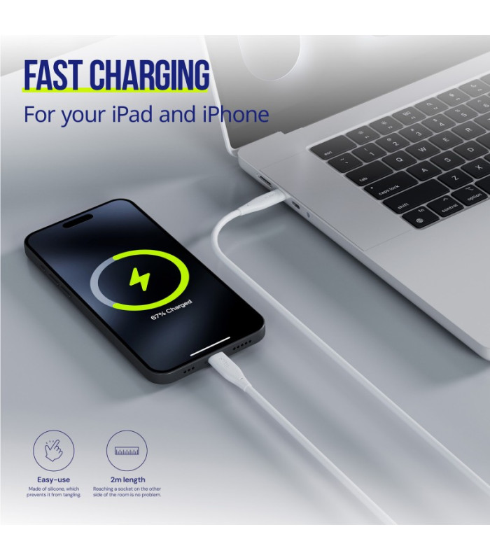 "Allity" kabelis AUC-02 USB-C - USB-C 2.0 m 100W baltas