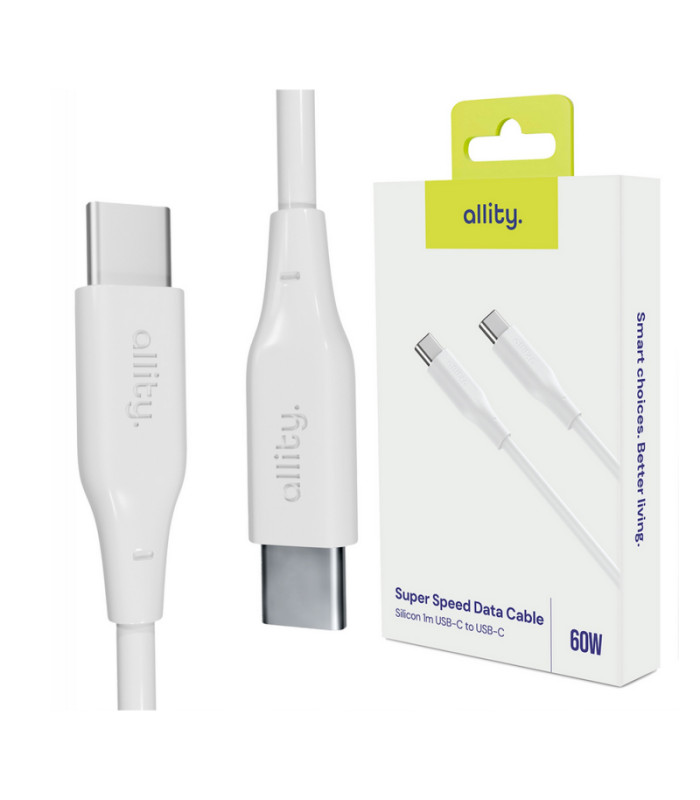 "Allity" kabelis AUC-02 USB-C - USB-C 2.0 m 60W baltas