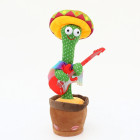 Meksikāņu kaktuss ar ģitāru, kas dejo un atkārto vārdus