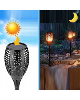 Āra dekoratīvā lampa ar liesmas imitāciju no saules