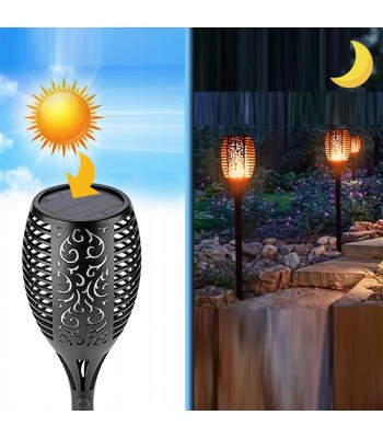 Āra dekoratīvā lampa ar liesmas imitāciju no saules