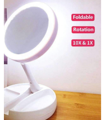Dvipusis palielināmais kosmētiskais spogulis ar LED apgaismojumu MYFOLD