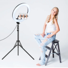 Gredzenu LED grima lampa 22collu ar trijkāja statīvu un 3 telefona turētājiem RL-21