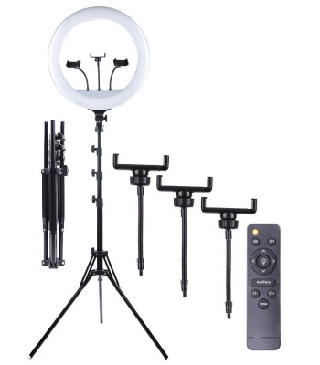 LED gredzena grima lampa 56cm ar tālvadības pulti 150W