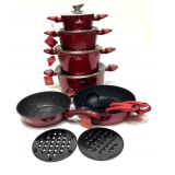 Akmens masas 15 daļu katlu komplekts CHERRY RED ZL-8516