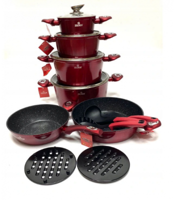 Akmens masas 15 daļu katlu komplekts CHERRY RED ZL-8516